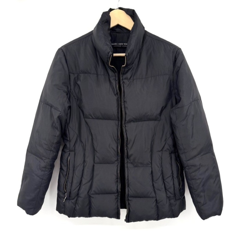 Marc New York Andrew Marc Black Down Puffer Jacket Womens M Nylon Winter Coat